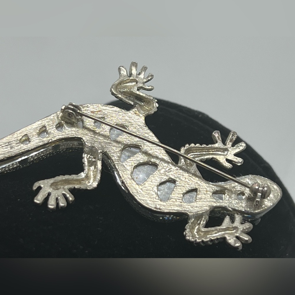 Vtg Silver Plated Lizard/Gecko Brooch w/AB Rhinestone’s - Picture 3 of 5
